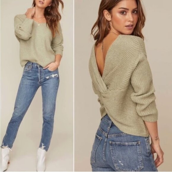 ASTR The Label Sweater Olive Green Twist Back Size XL - Picture 12 of 13